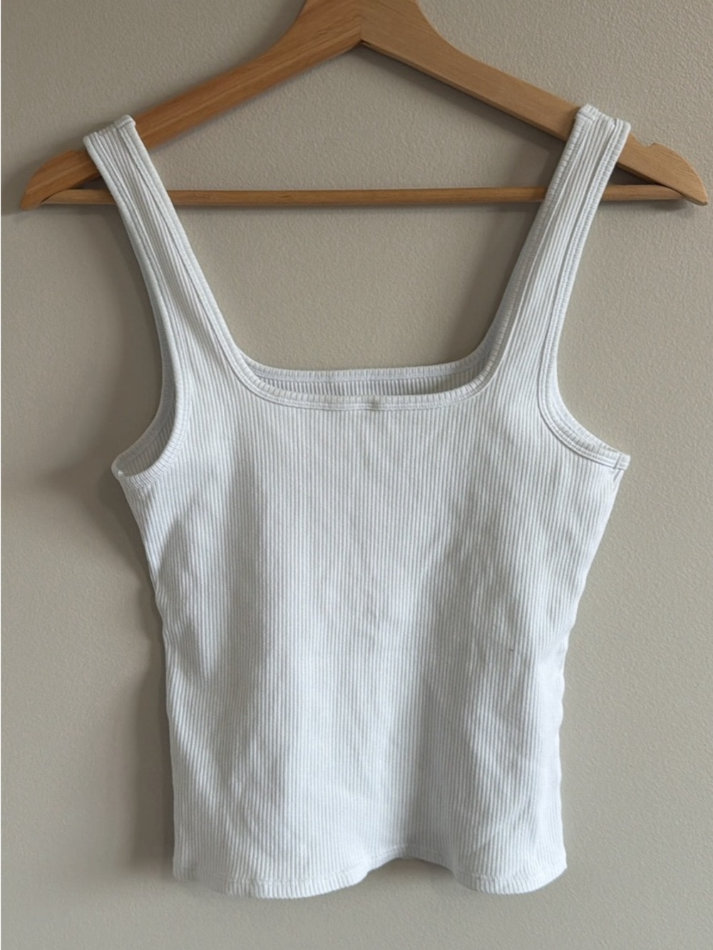 Fabletics White Ribbed Square Neck Tank - Picture 2 of 4